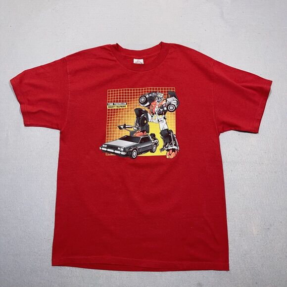 Time Traveller Marty McPrime Shirt Men Large Red Graphic Tee Back‎ to the FuturE - Picture 1 of 9